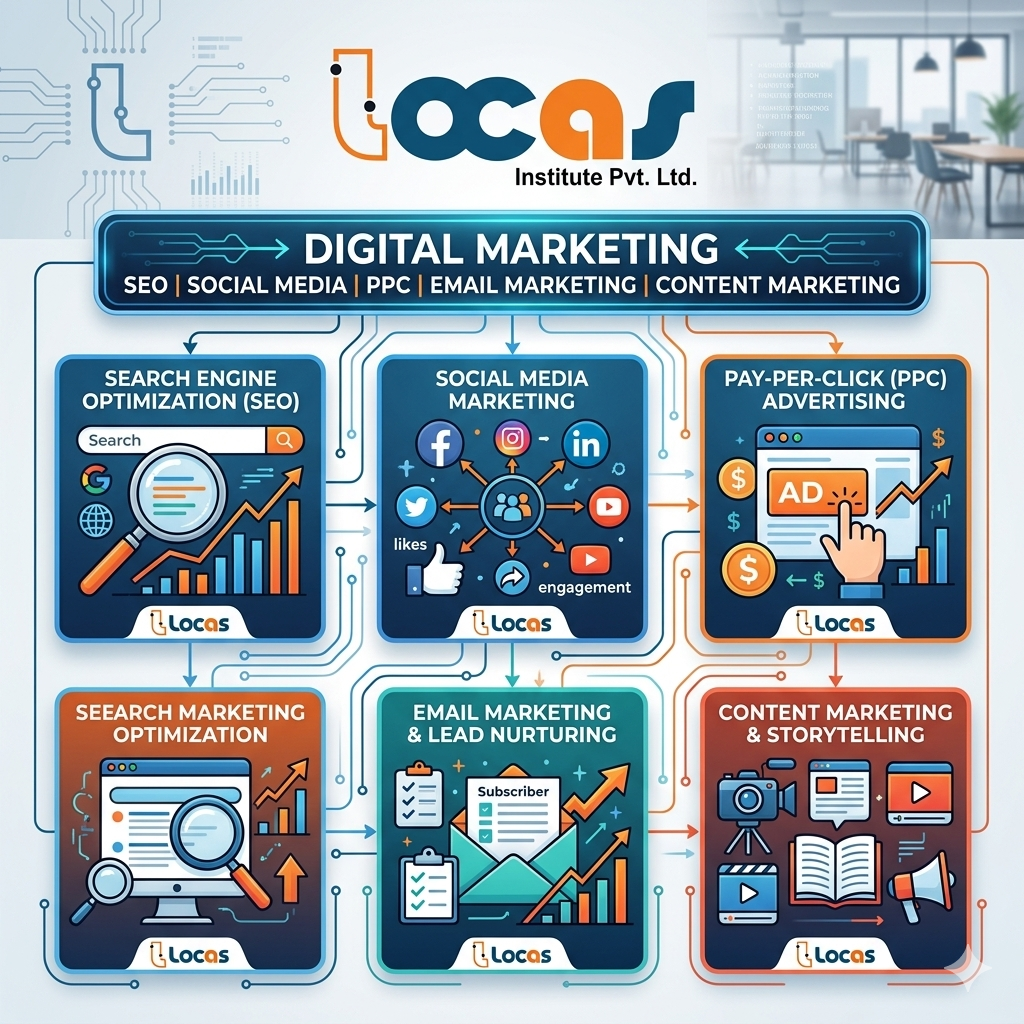 digital marketing channels SEO social media PPC content marketing