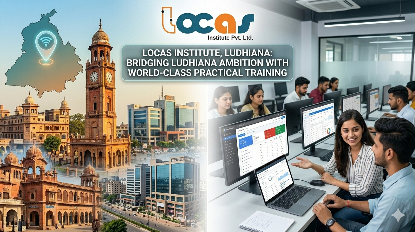 Students undergoing practical, job-ready digital marketing training in the computer lab at LOCAS Institute, Ludhiana.