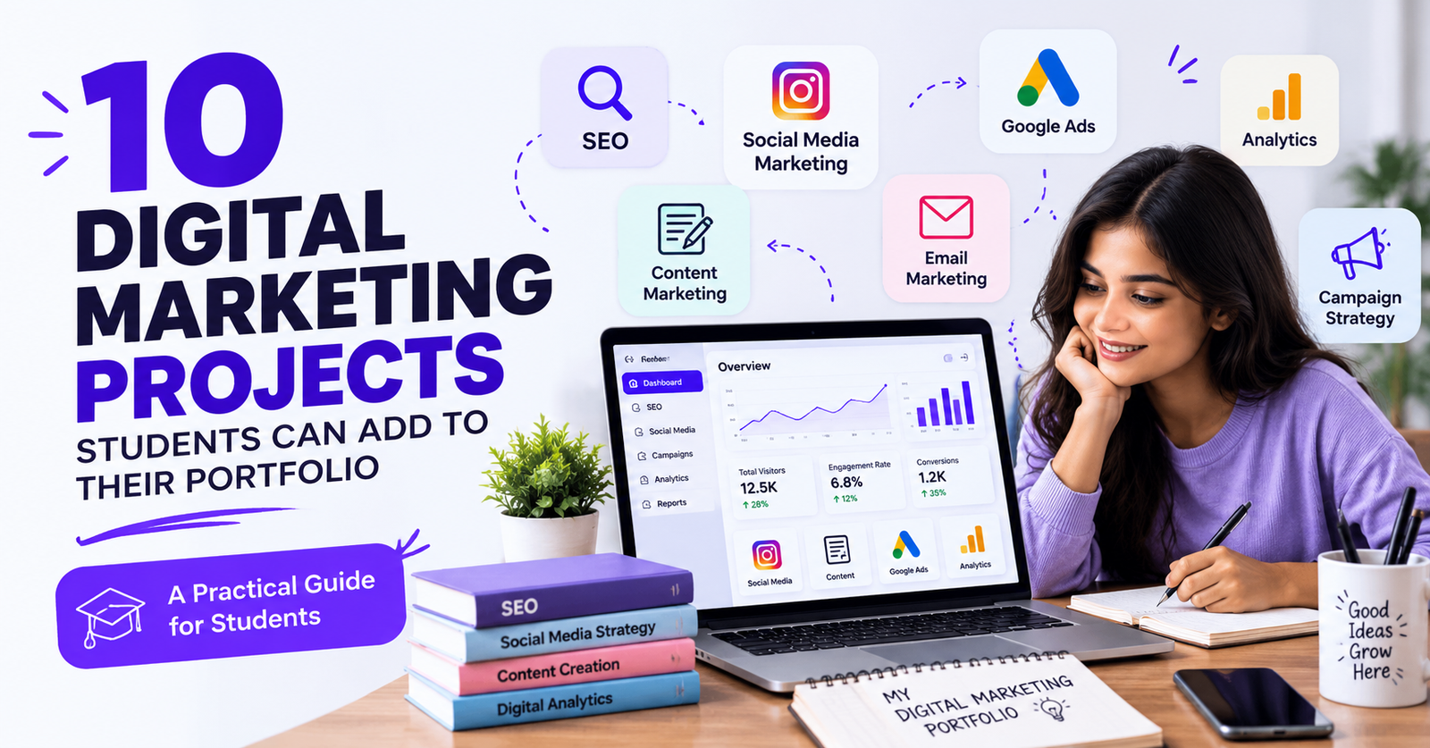Digital marketing projects for students building professional portfolios with SEO and social media skills