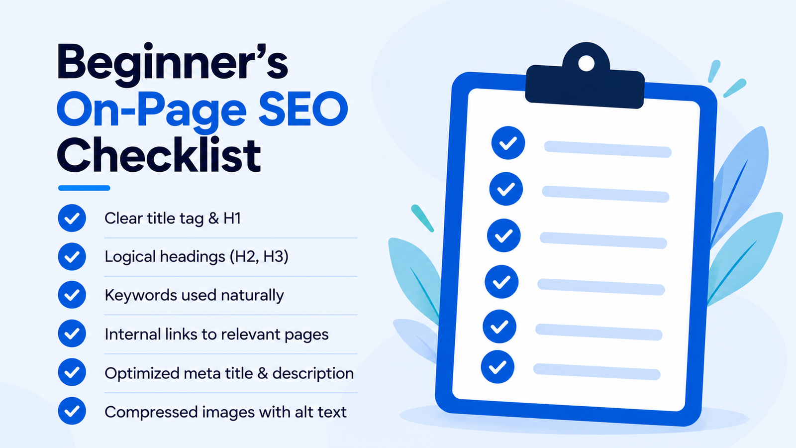 On-page SEO checklist for beginners covering website optimization steps
